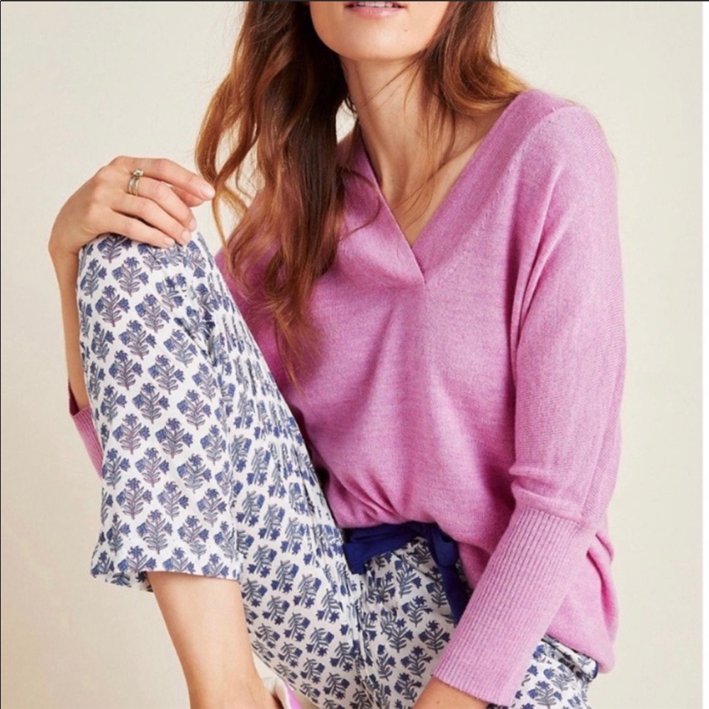 Anthropologie Lavender V-Neck Sweater